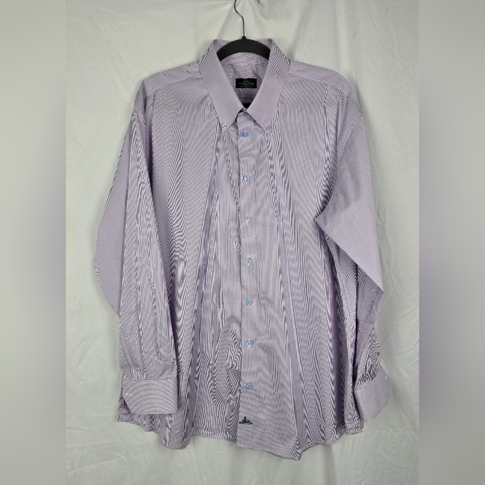 Holland & Sherry Striped Business Casual Buttoned Men's Dress Shirt sz XXL